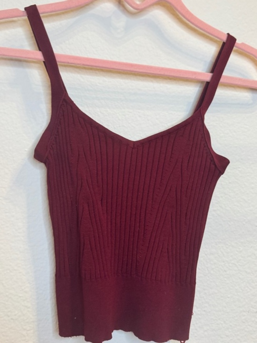 LF Ribbed V-Neck Camisole in Burgundy